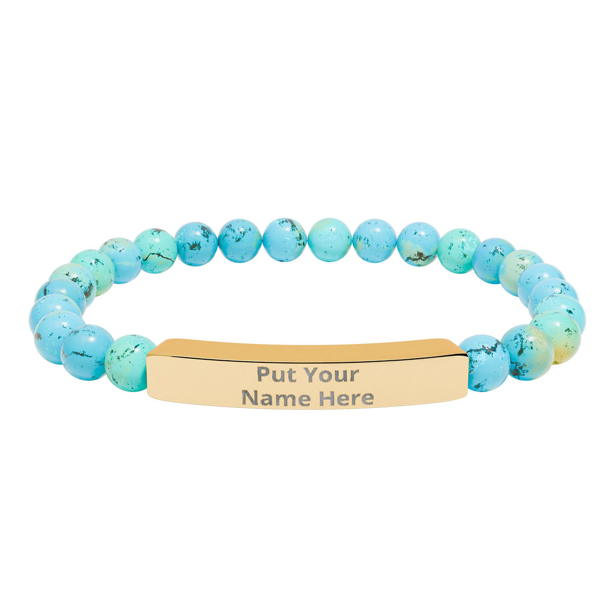 Personalized Natural Stone Bracelet – Custom Name Gift