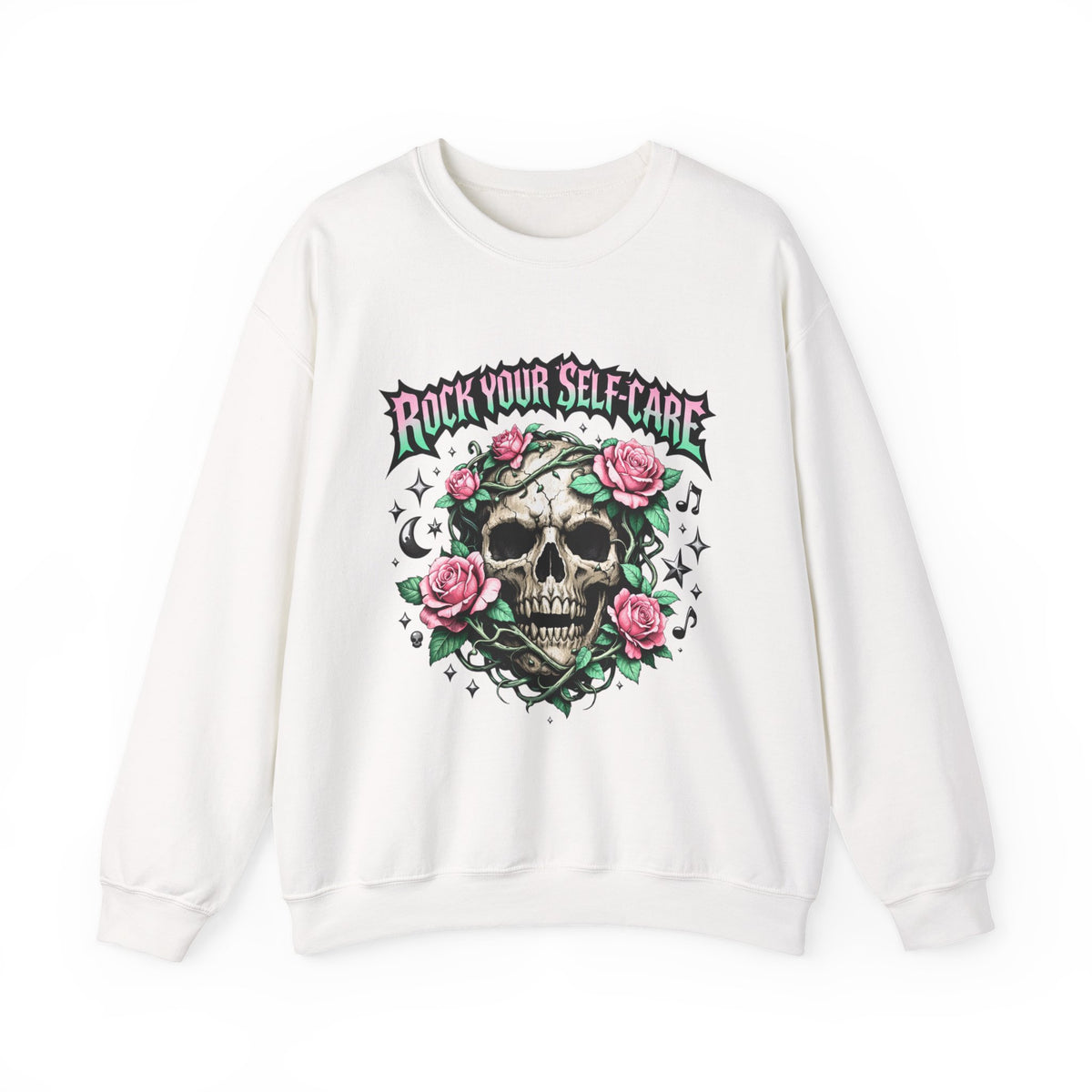 Personalized Skull & Roses Sweatshirt – Custom Self-Care Gift