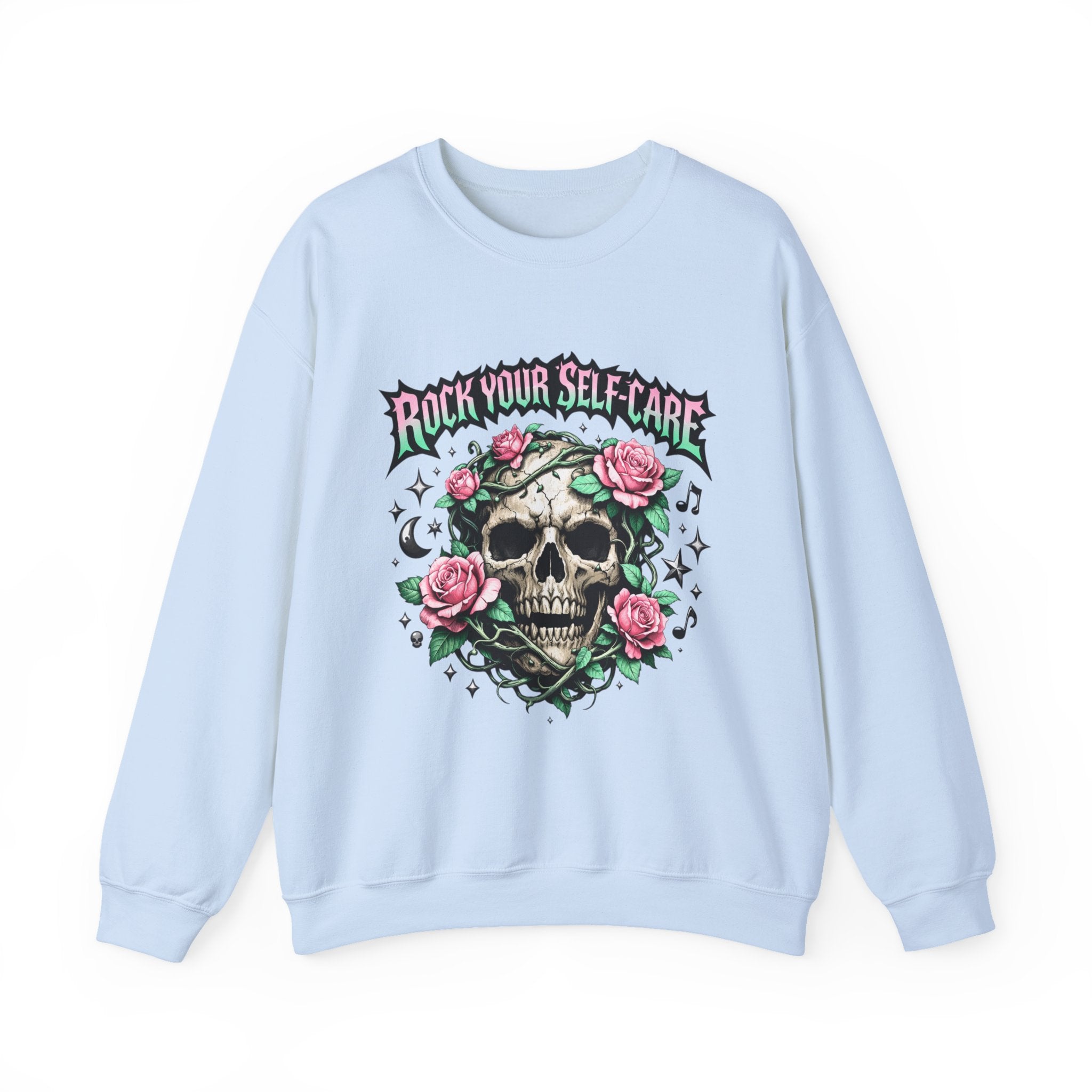 Personalized Skull & Roses Sweatshirt – Custom Self-Care Gift