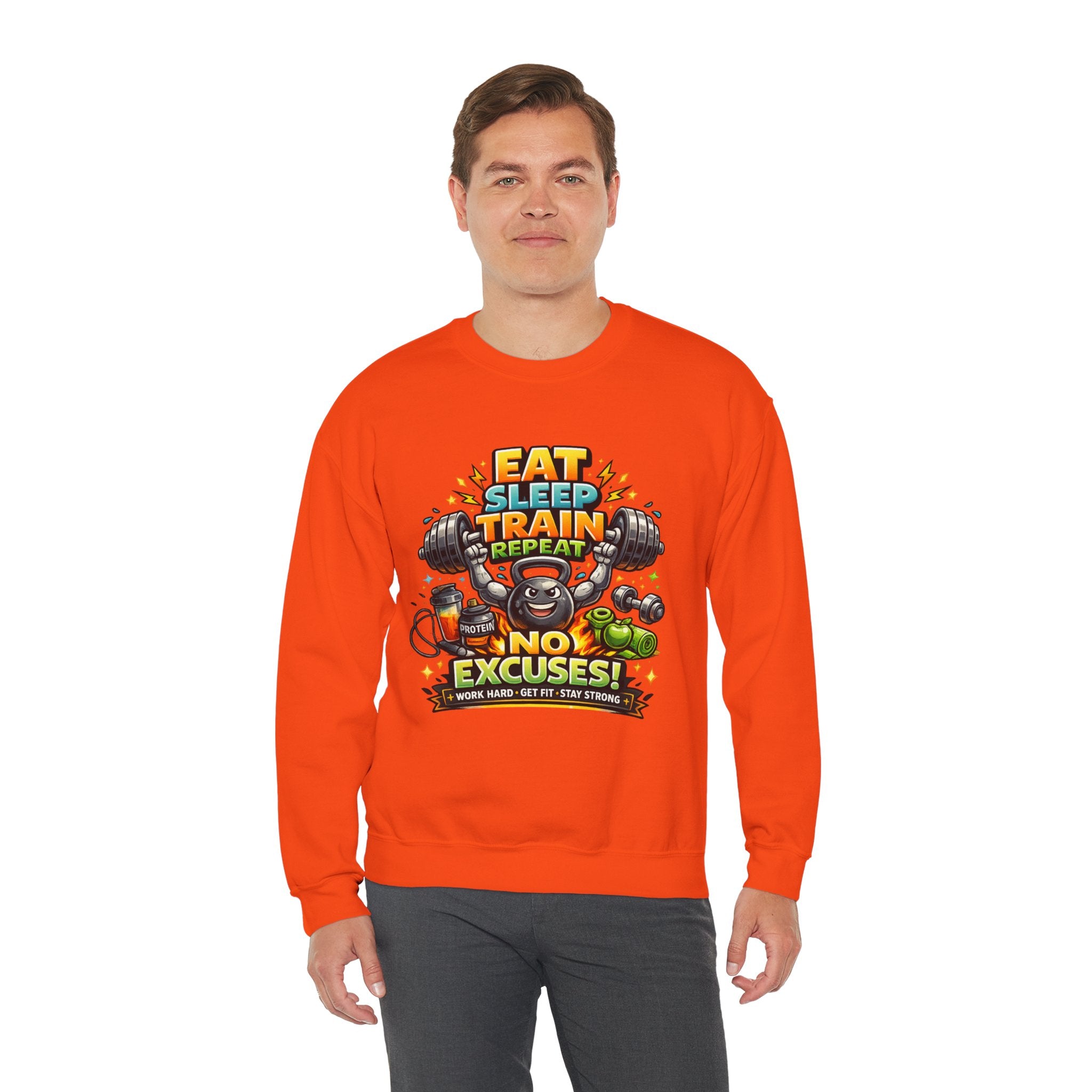 Personalized No Excuses Workout Sweatshirt – Custom Fitness Gift
