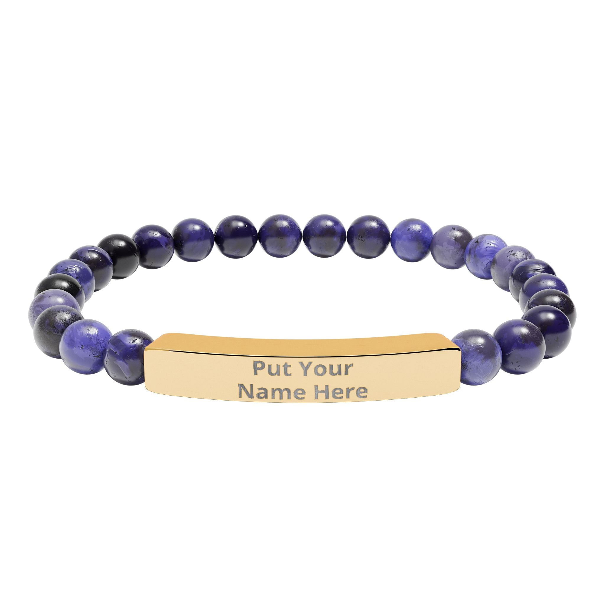 Personalized Natural Stone Bracelet – Custom Name Gift