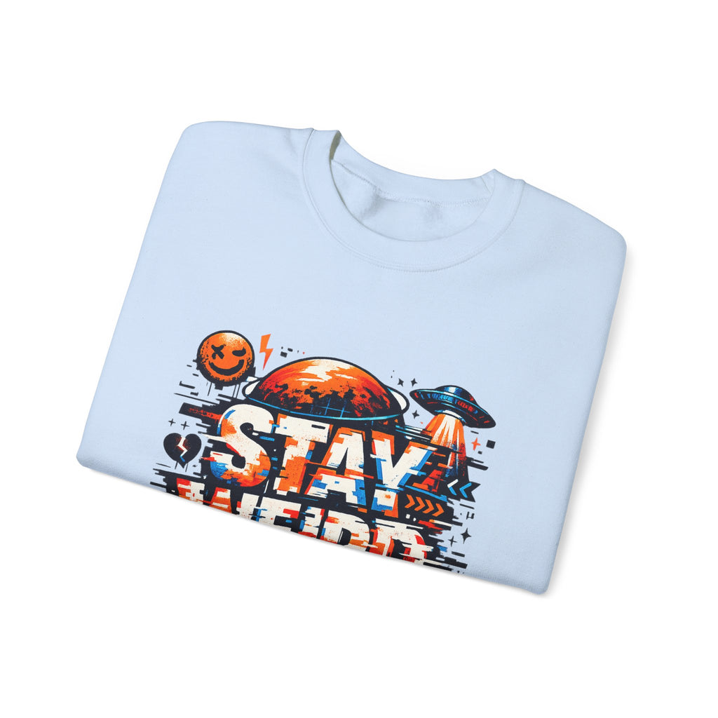 Personalized Stay Weird Sweatshirt – Custom Space Skull Gift