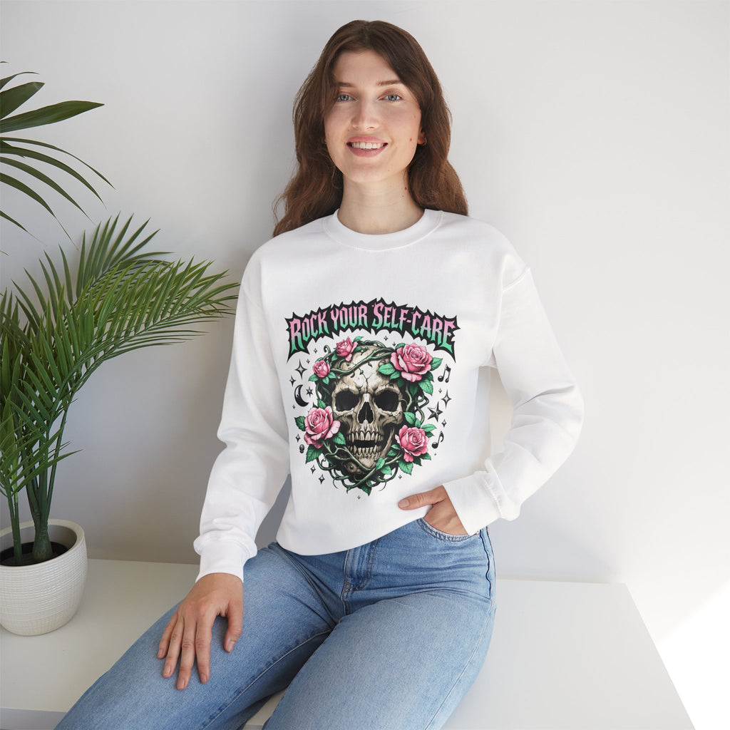 Personalized Skull & Roses Sweatshirt – Custom Self-Care Gift