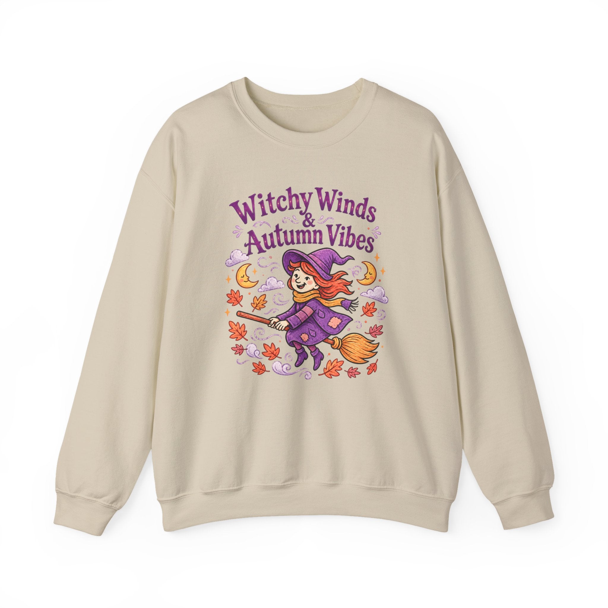 Witchy Winds Autumn Vibes Sweatshirt – Cute Fall Witch Halloween Crewneck