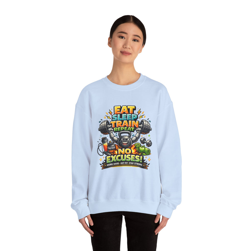 Personalized No Excuses Workout Sweatshirt – Custom Fitness Gift
