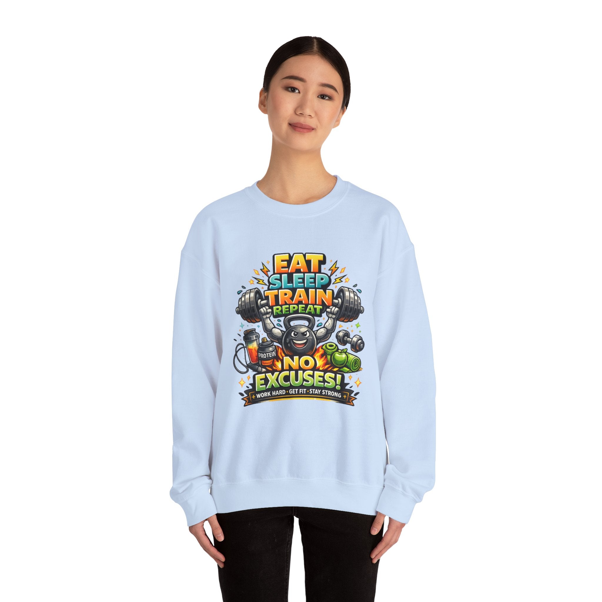 Personalized No Excuses Workout Sweatshirt – Custom Fitness Gift