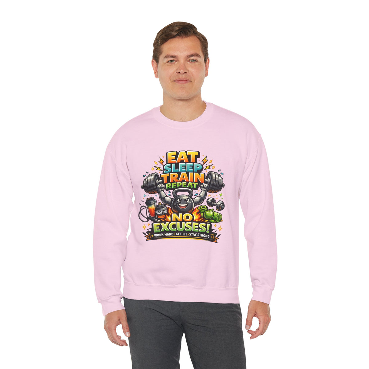 Personalized No Excuses Workout Sweatshirt – Custom Fitness Gift