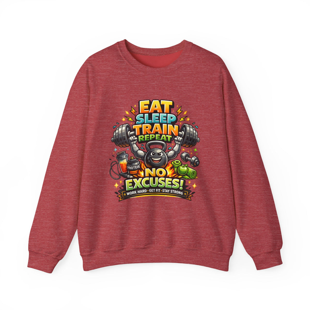 Personalized No Excuses Workout Sweatshirt – Custom Fitness Gift