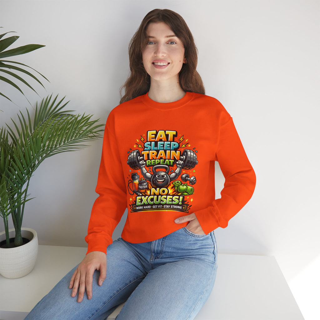Personalized No Excuses Workout Sweatshirt – Custom Fitness Gift