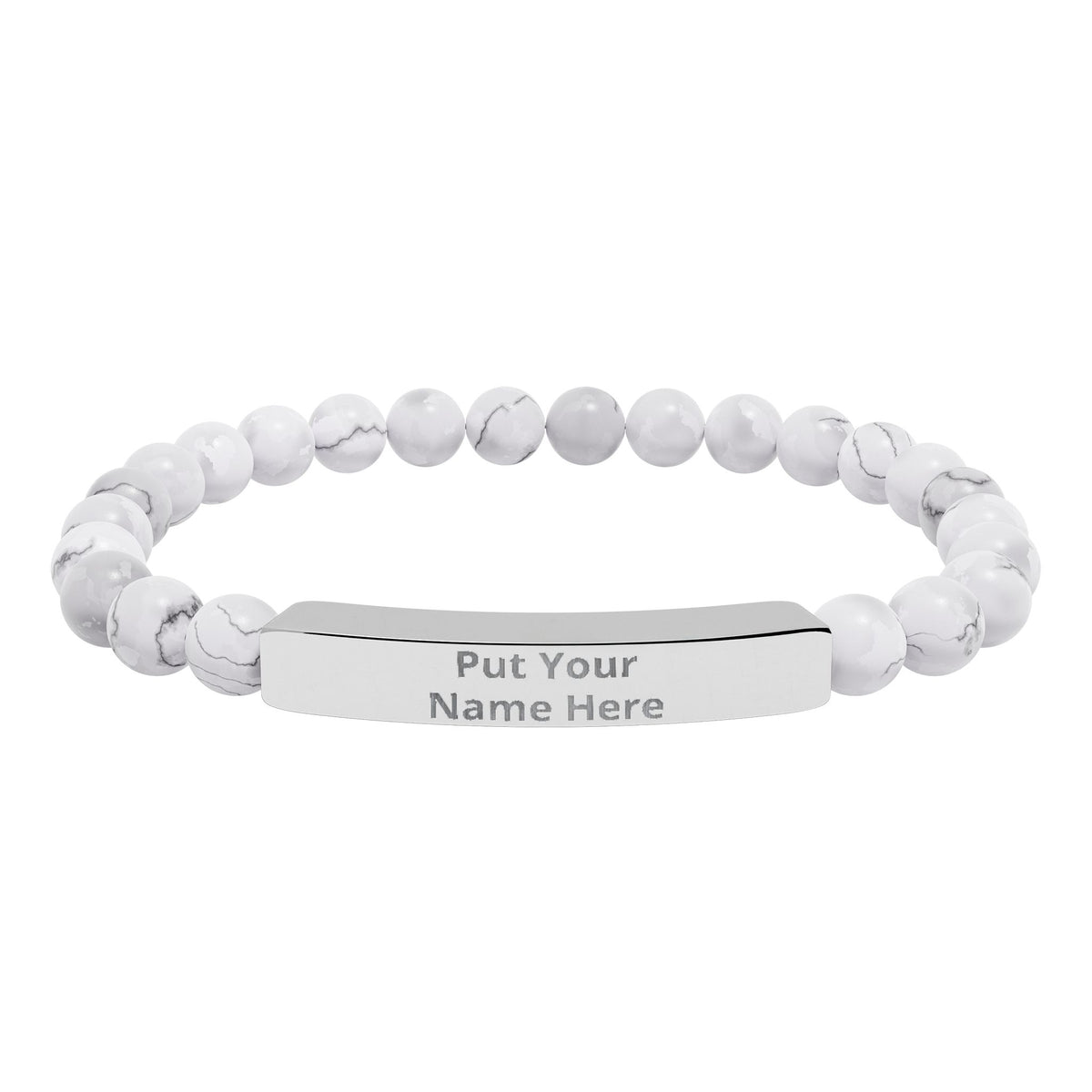 Personalized Natural Stone Bracelet – Custom Name Gift