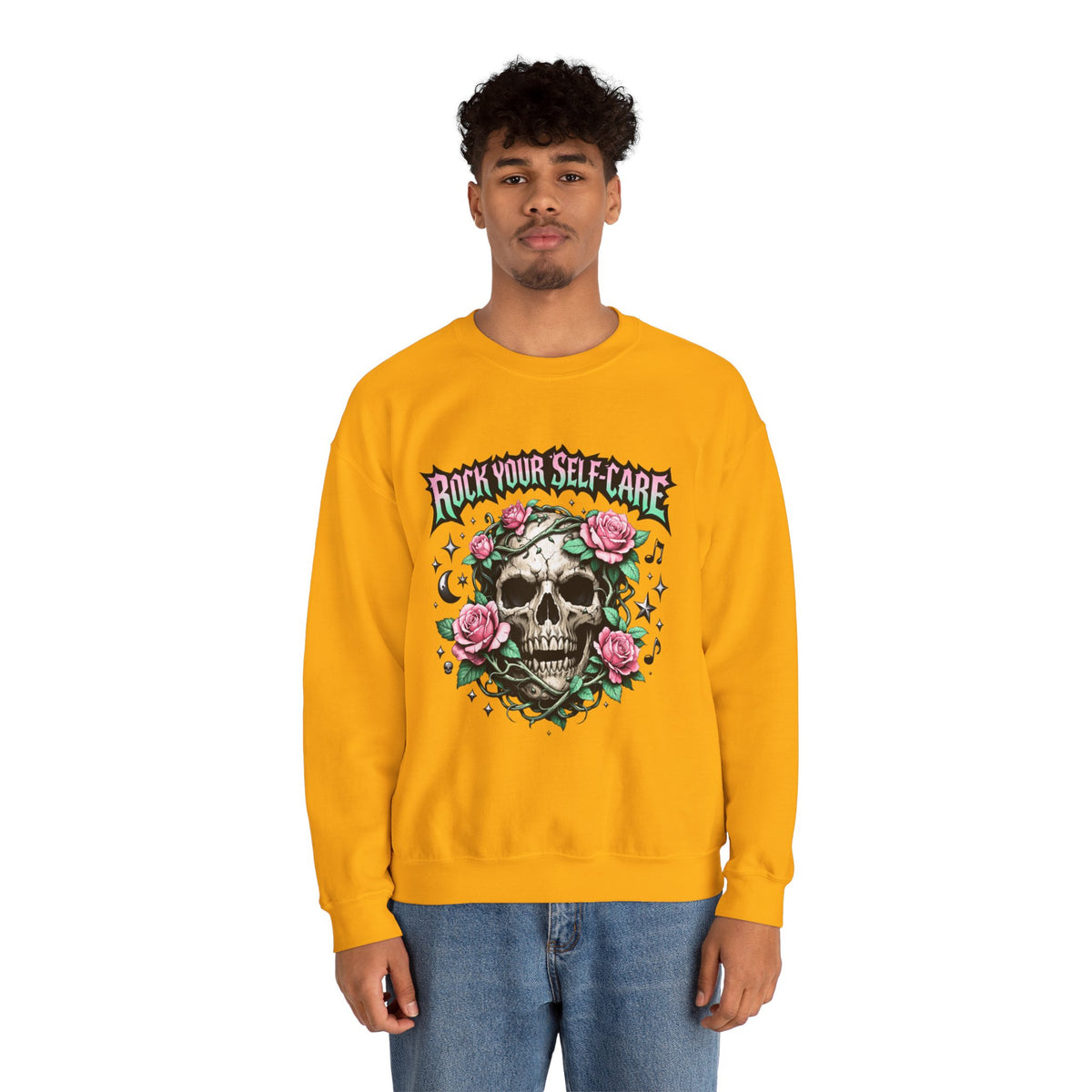 Personalized Skull & Roses Sweatshirt – Custom Self-Care Gift