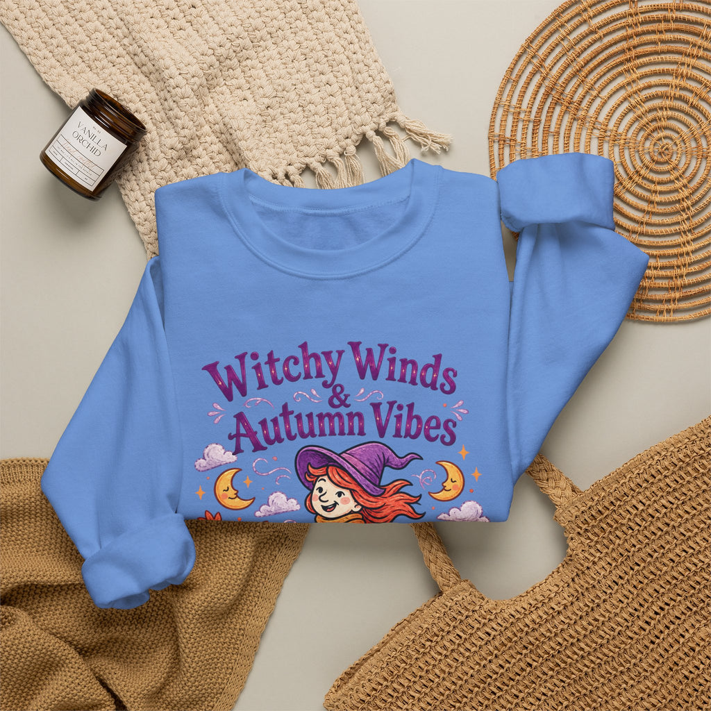 Witchy Winds Autumn Vibes Sweatshirt – Cute Fall Witch Halloween Crewneck