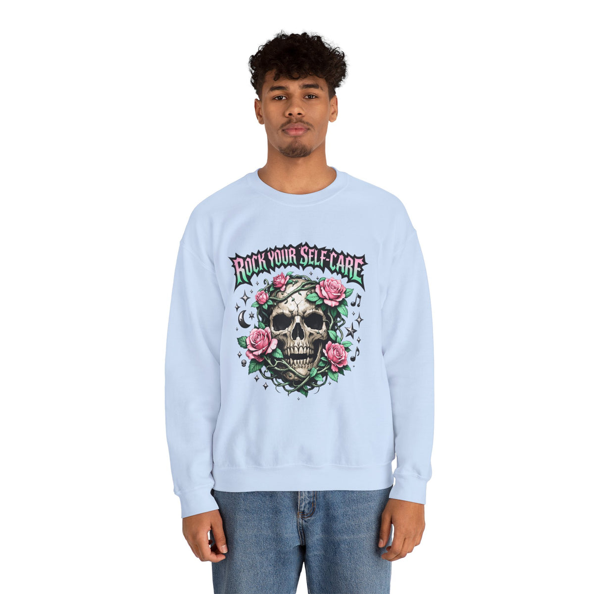 Personalized Skull & Roses Sweatshirt – Custom Self-Care Gift