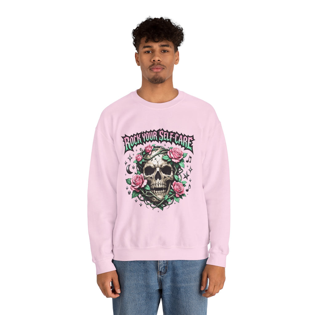 Personalized Skull & Roses Sweatshirt – Custom Self-Care Gift