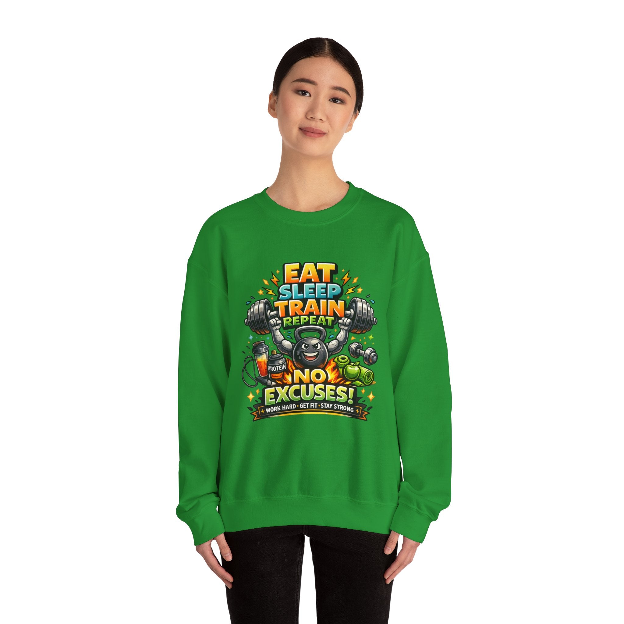 Personalized No Excuses Workout Sweatshirt – Custom Fitness Gift
