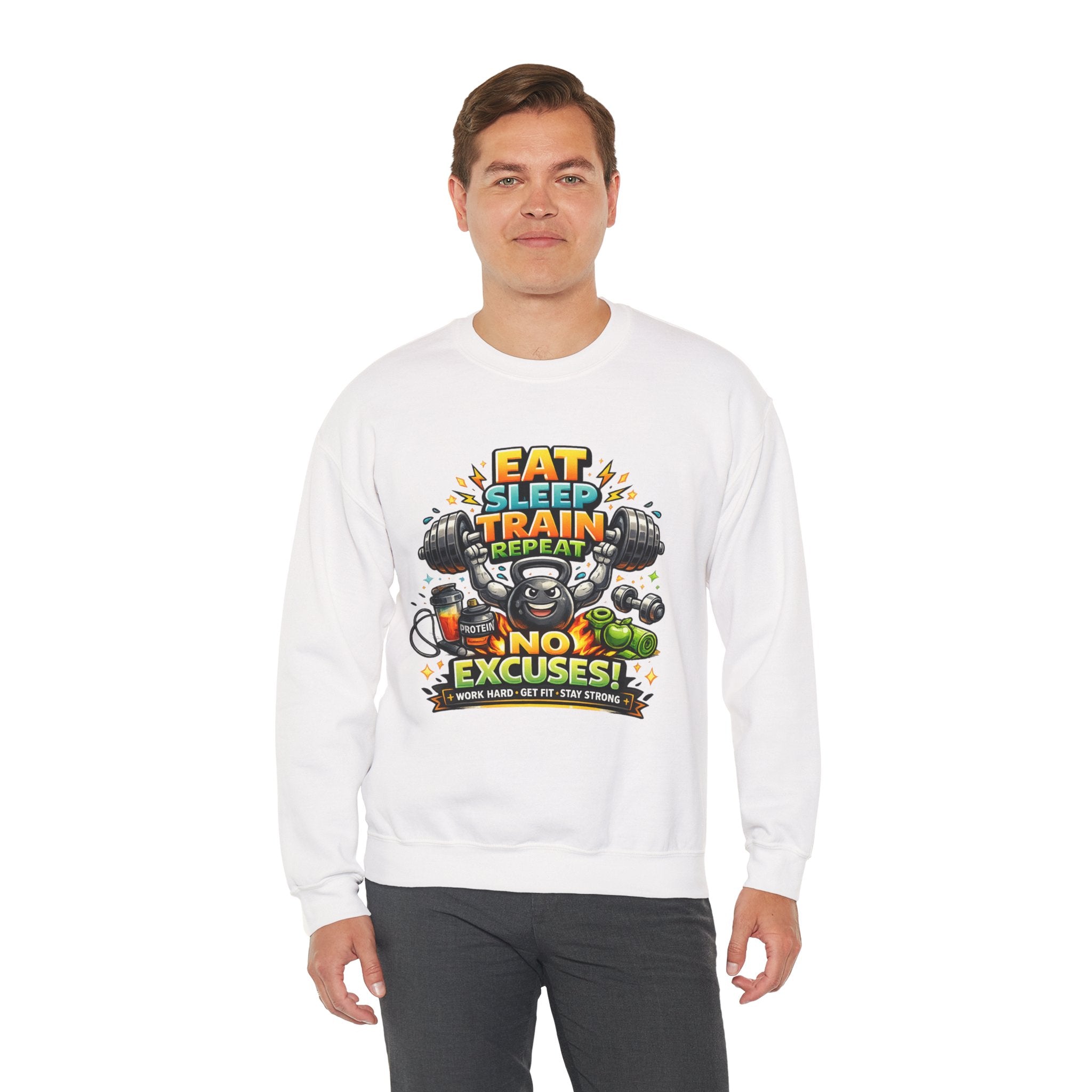 Personalized No Excuses Workout Sweatshirt – Custom Fitness Gift