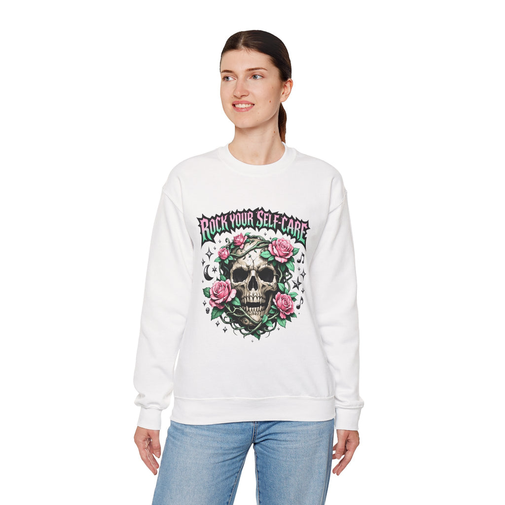 Personalized Skull & Roses Sweatshirt – Custom Self-Care Gift