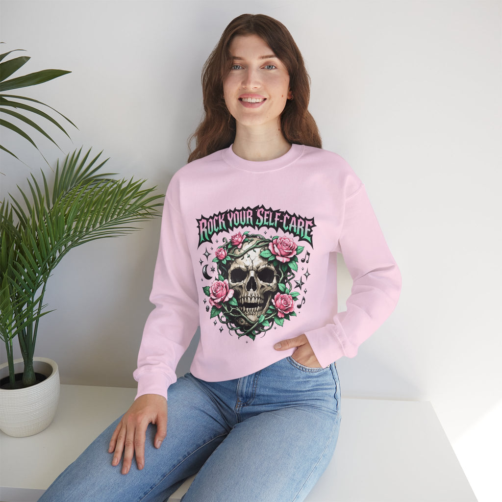 Personalized Skull & Roses Sweatshirt – Custom Self-Care Gift