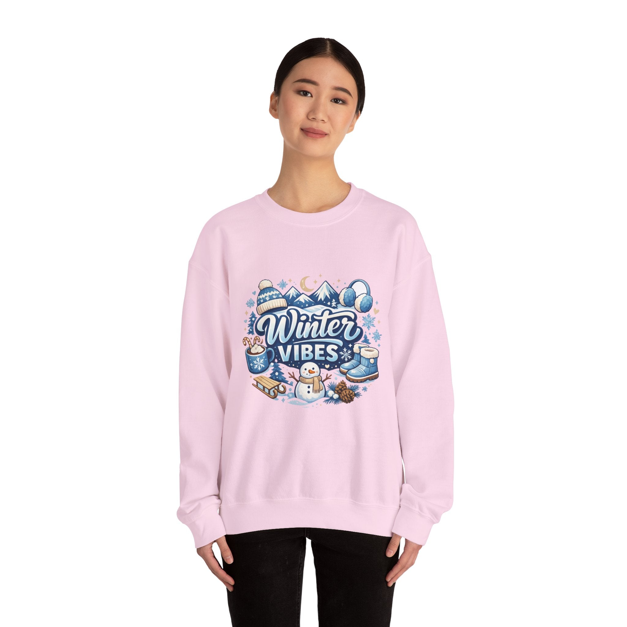 Personalized Winter Vibes Sweatshirt – Custom Snowman Gift