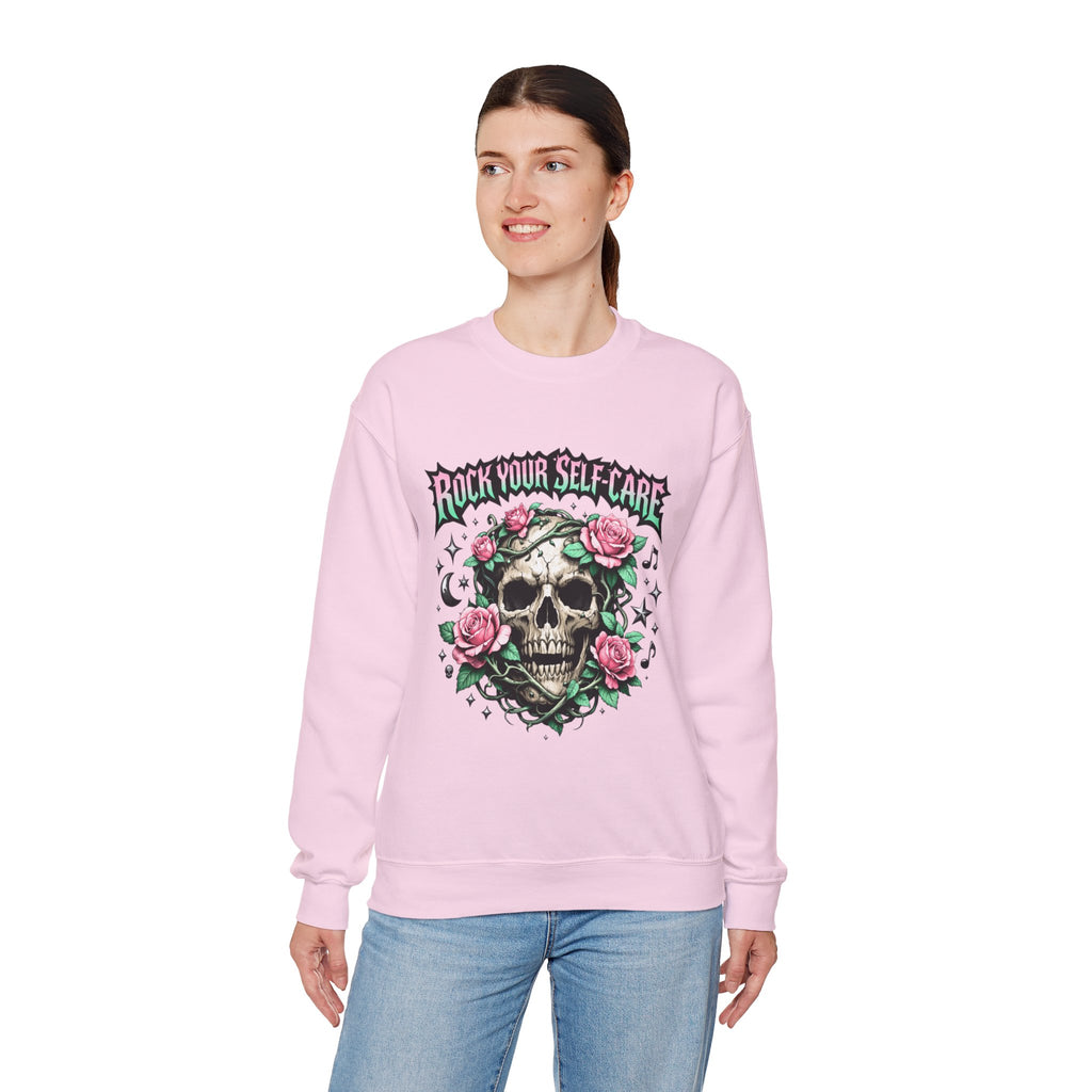 Personalized Skull & Roses Sweatshirt – Custom Self-Care Gift