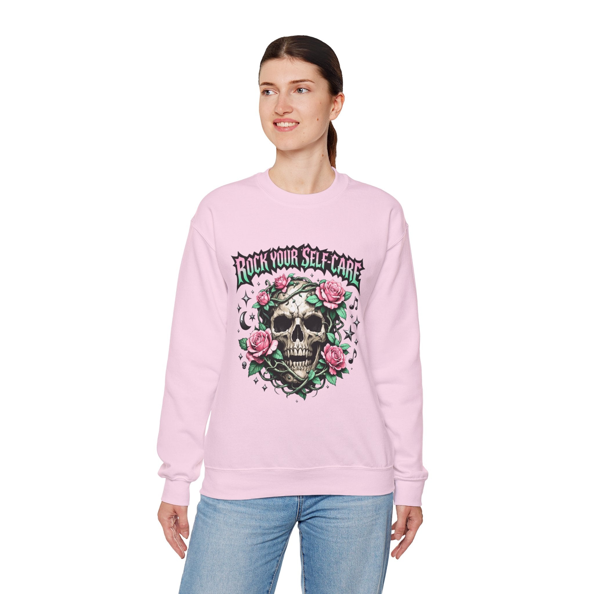 Personalized Skull & Roses Sweatshirt – Custom Self-Care Gift