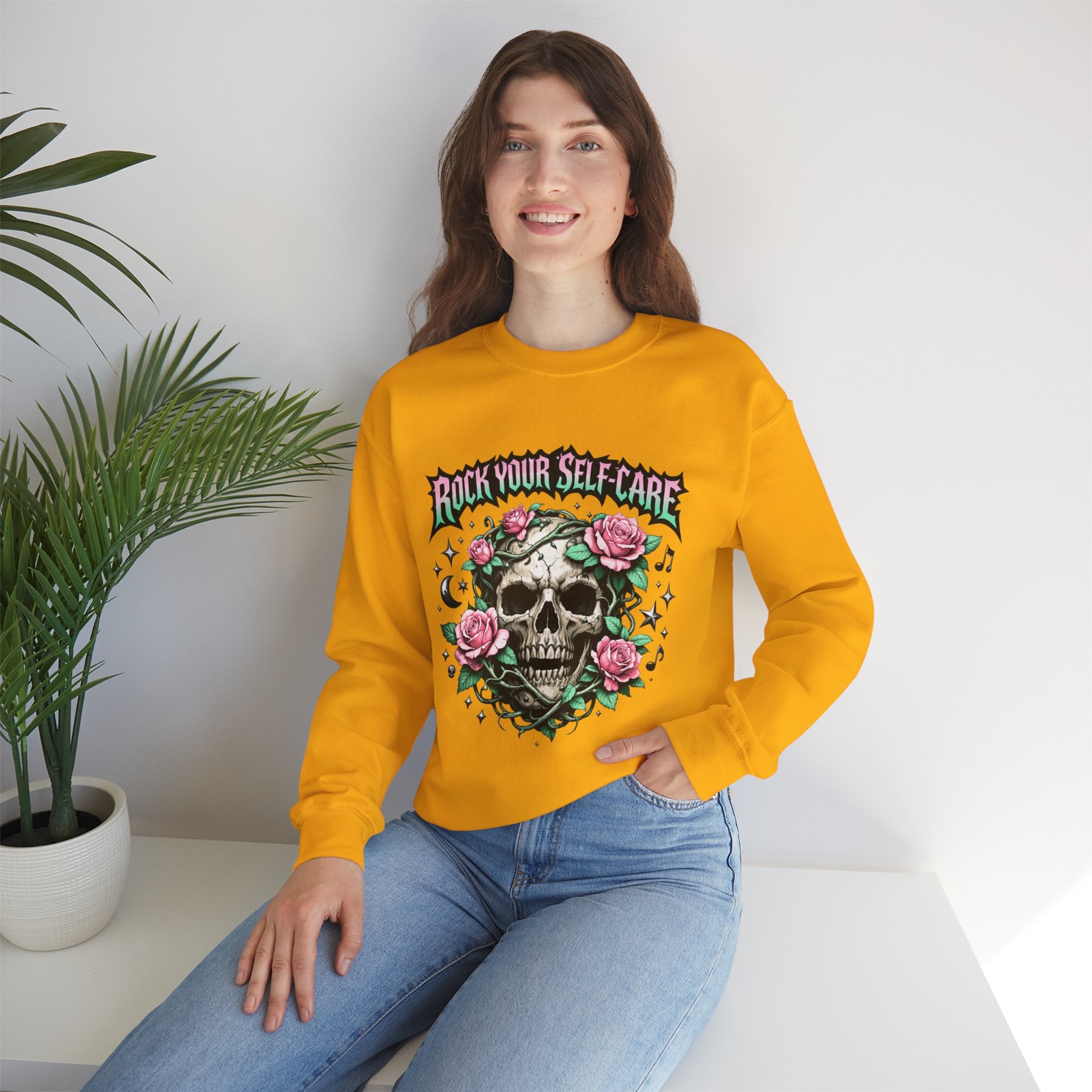 Personalized Skull & Roses Sweatshirt – Custom Self-Care Gift