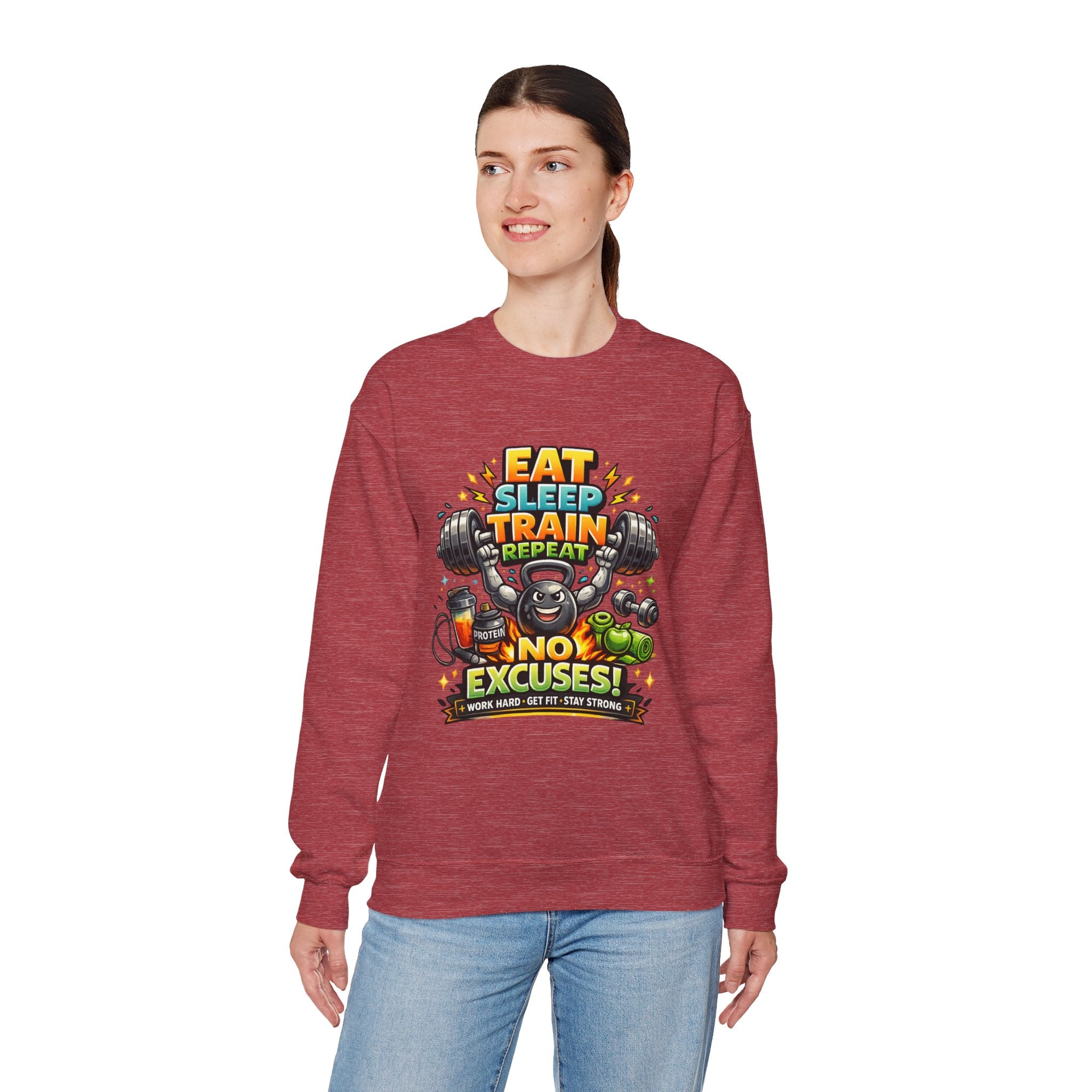 Personalized No Excuses Workout Sweatshirt – Custom Fitness Gift