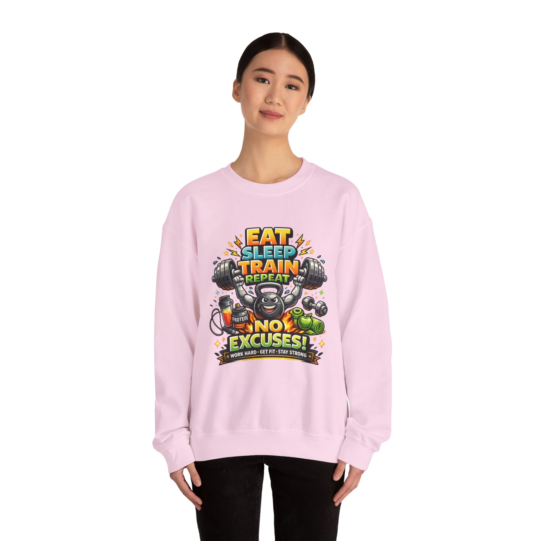 Personalized No Excuses Workout Sweatshirt – Custom Fitness Gift