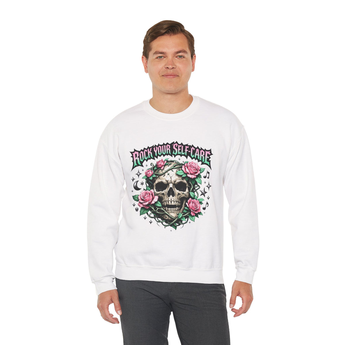 Personalized Skull & Roses Sweatshirt – Custom Self-Care Gift