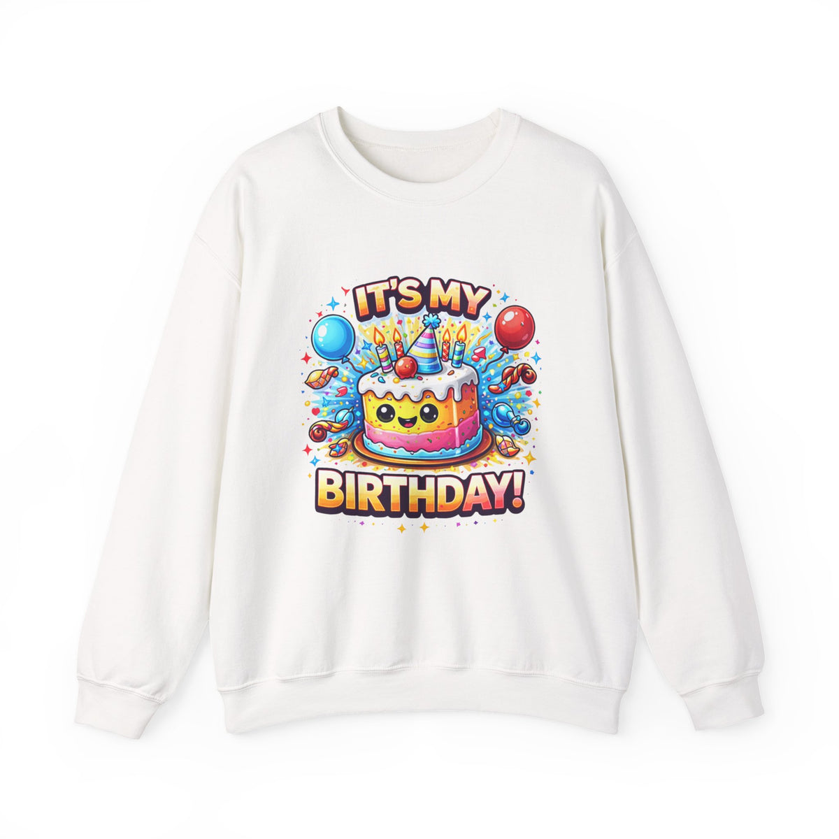 Personalized Birthday Sweatshirt – Custom Cake & Balloons Crewneck
