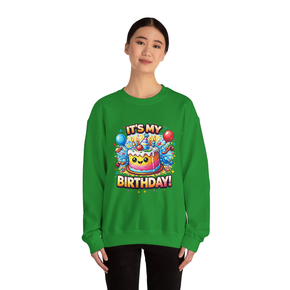 Personalized Birthday Sweatshirt – Custom Cake & Balloons Crewneck