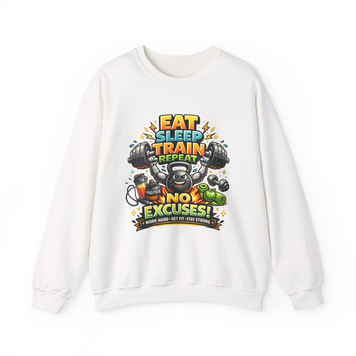 Personalized No Excuses Workout Sweatshirt – Custom Fitness Gift