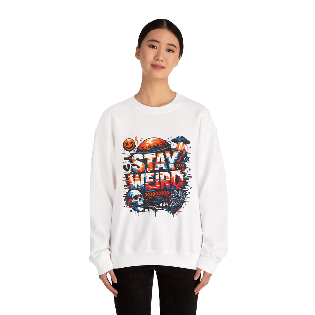 Personalized Stay Weird Sweatshirt – Custom Space Skull Gift