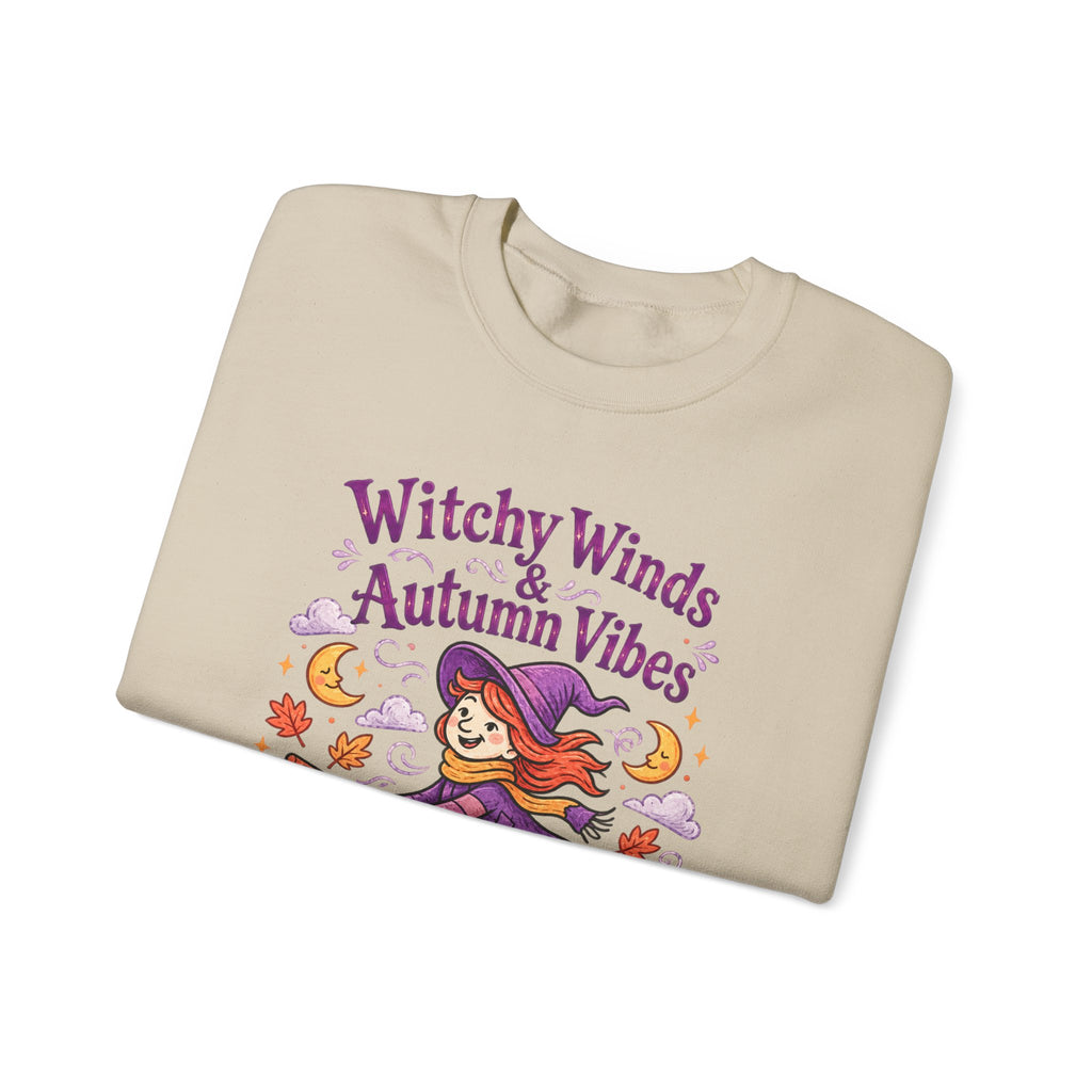 Witchy Winds Autumn Vibes Sweatshirt – Cute Fall Witch Halloween Crewneck