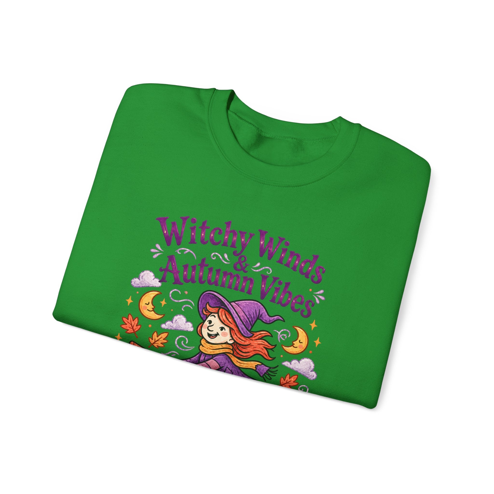 Witchy Winds Autumn Vibes Sweatshirt – Cute Fall Witch Halloween Crewneck