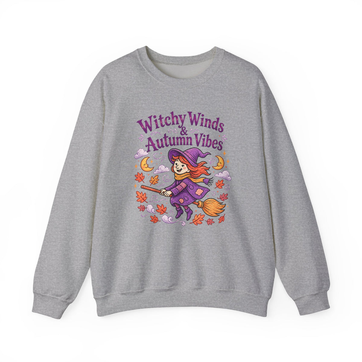 Witchy Winds Autumn Vibes Sweatshirt – Cute Fall Witch Halloween Crewneck