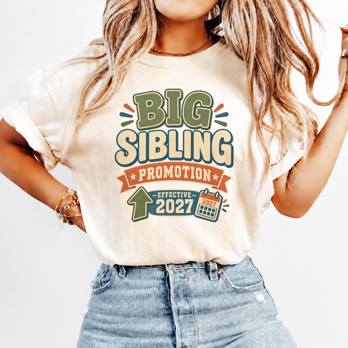 Big Sibling Promotion Shirt, Pregnancy Announcement Tee, Big Brother or Sister 2027, New Baby Reveal, Older Sibling Gift