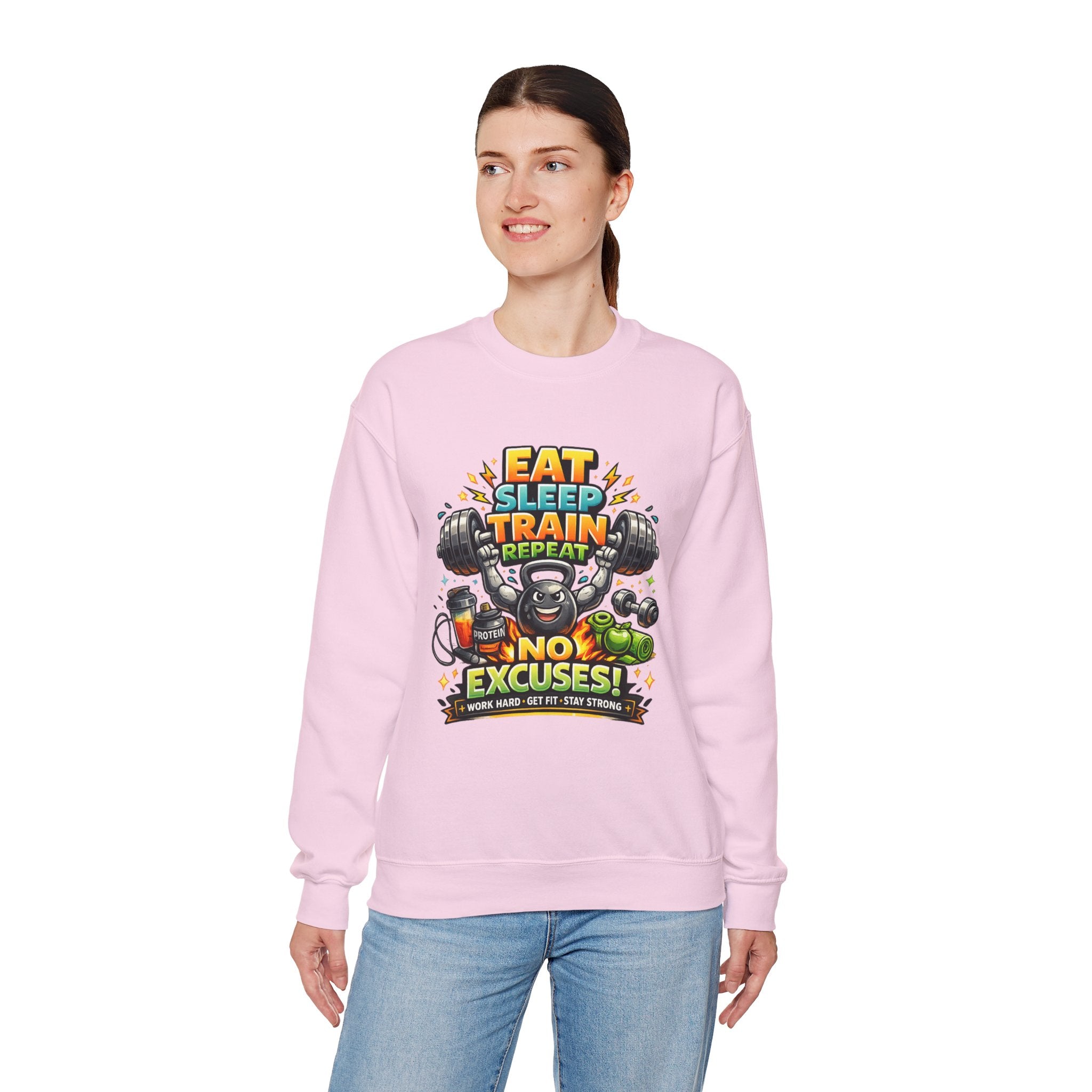 Personalized No Excuses Workout Sweatshirt – Custom Fitness Gift