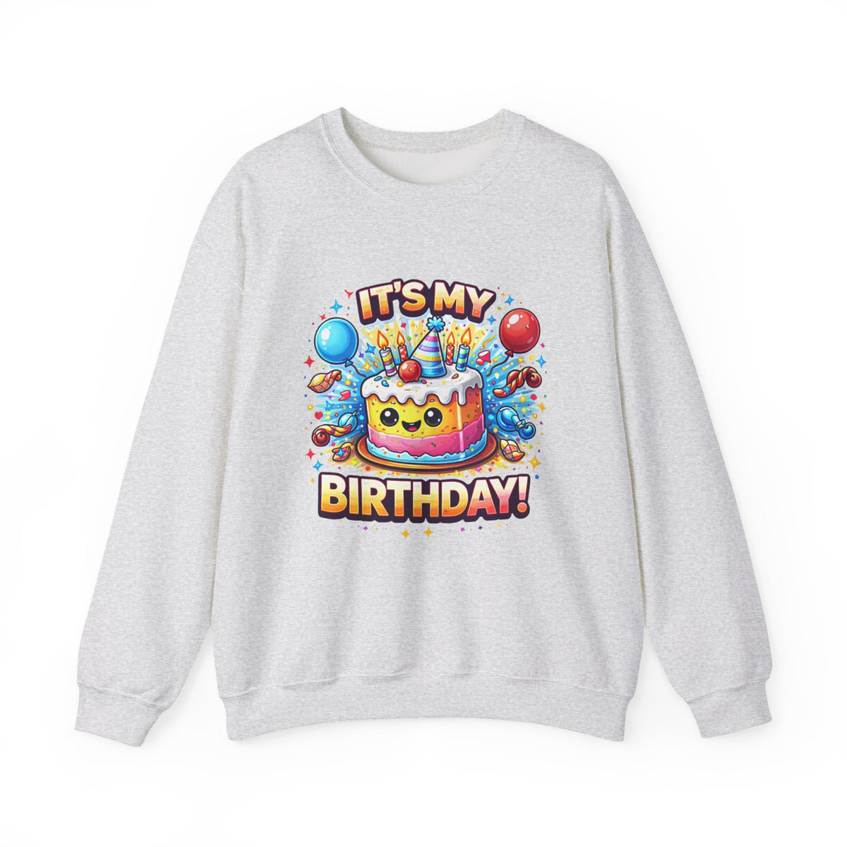 Personalized Birthday Sweatshirt – Custom Cake & Balloons Crewneck