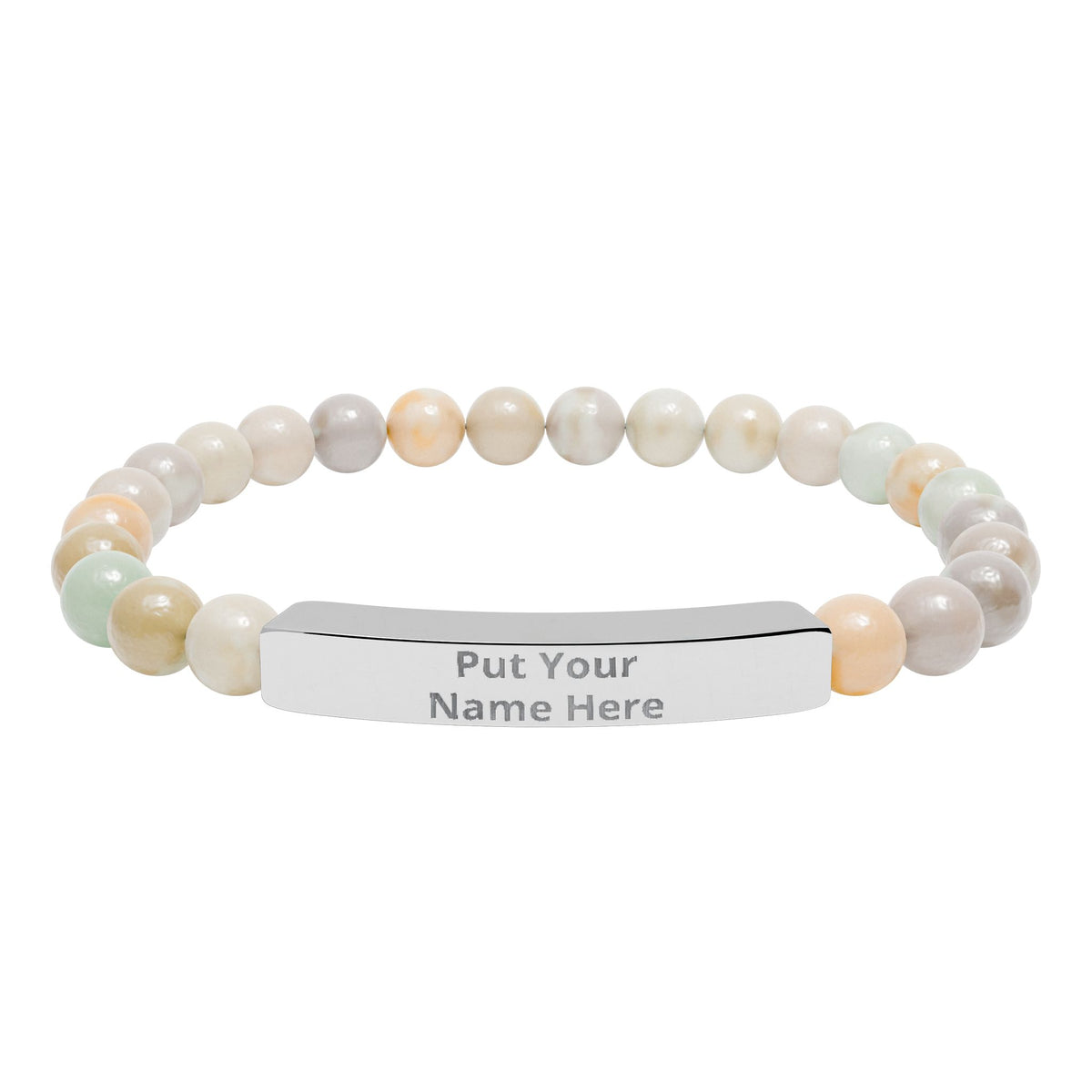 Personalized Natural Stone Bracelet – Custom Name Gift