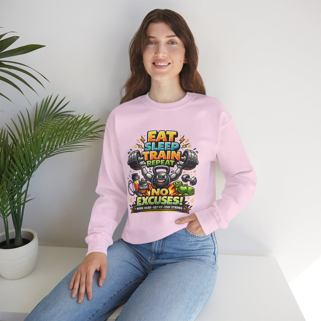 Personalized No Excuses Workout Sweatshirt – Custom Fitness Gift