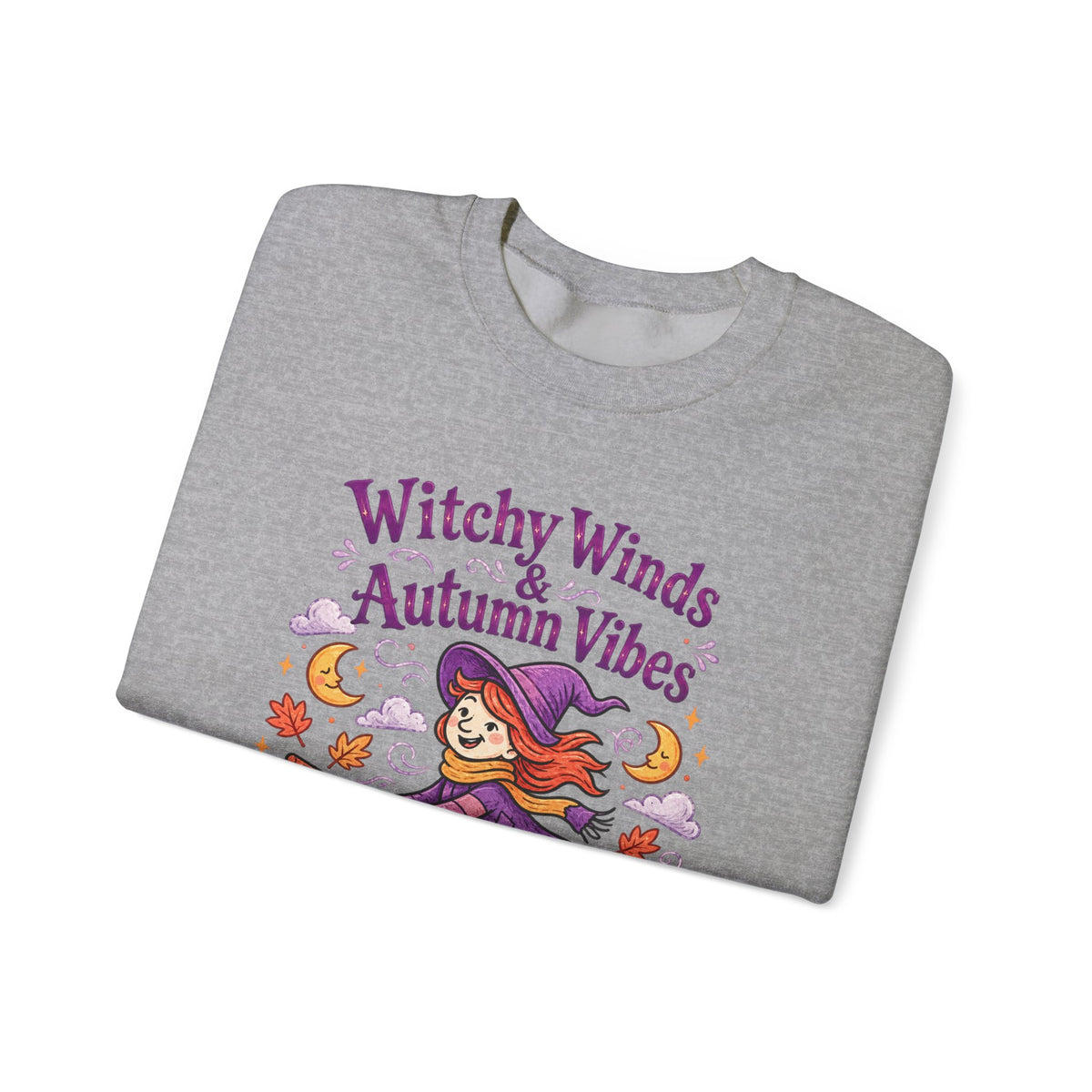 Witchy Winds Autumn Vibes Sweatshirt – Cute Fall Witch Halloween Crewneck