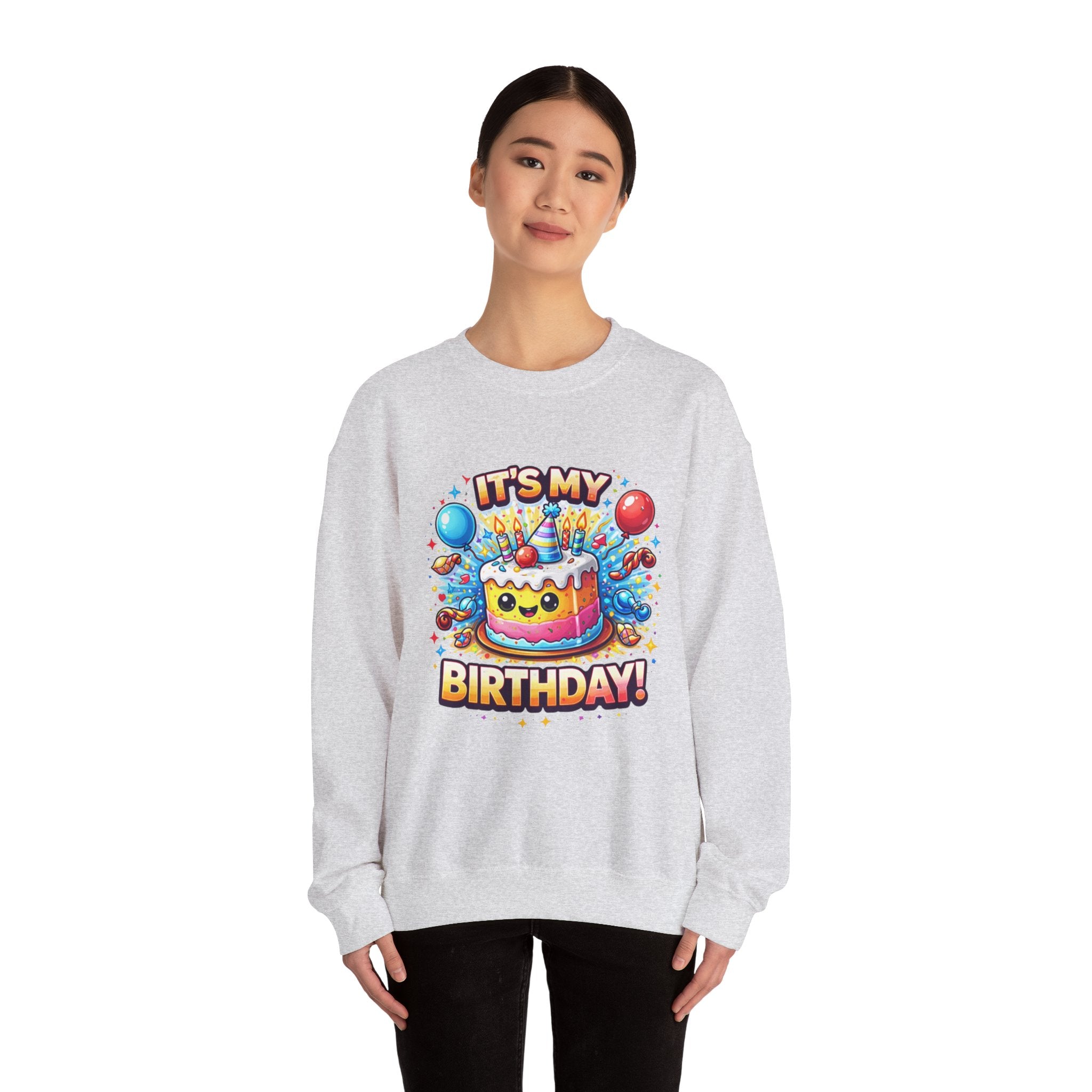 Personalized Birthday Sweatshirt – Custom Cake & Balloons Crewneck
