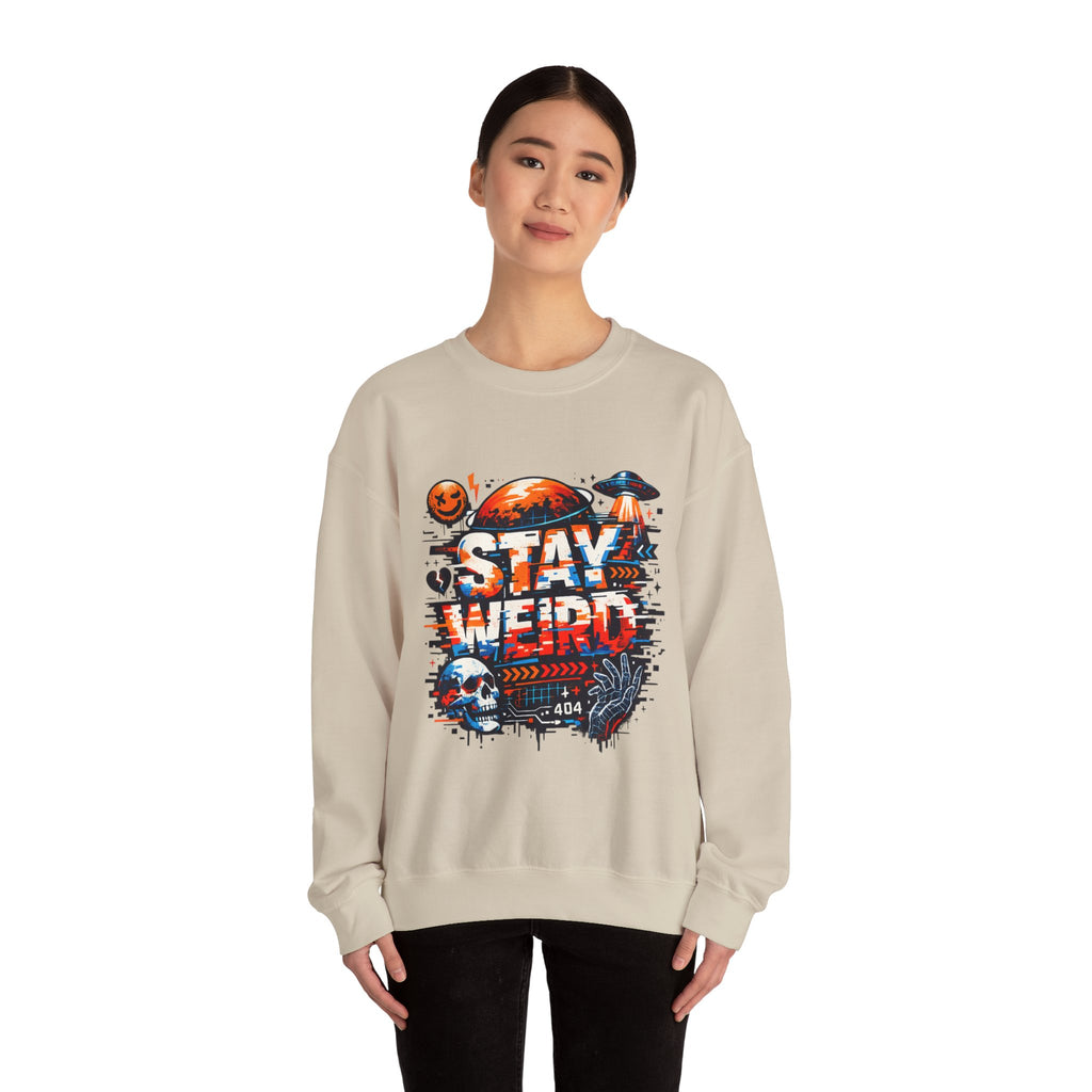 Personalized Stay Weird Sweatshirt – Custom Space Skull Gift