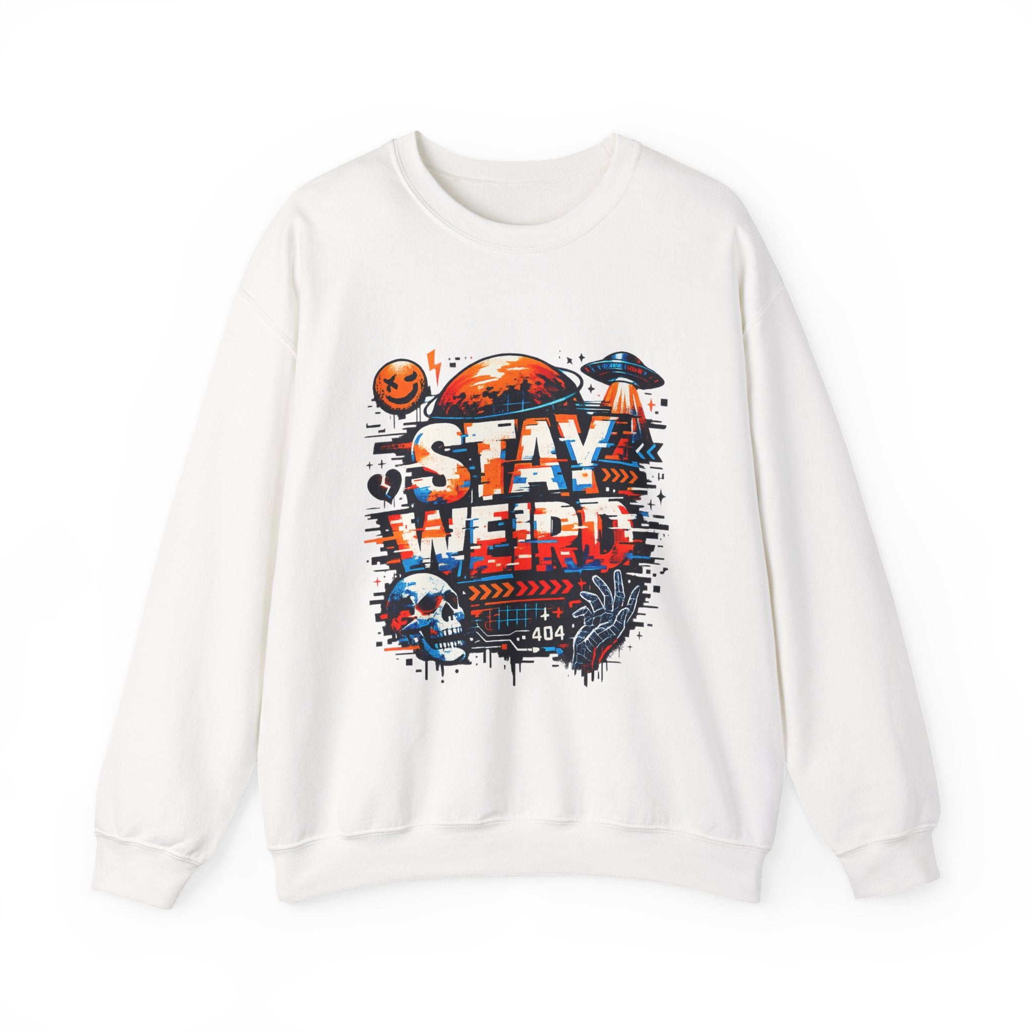 Personalized Stay Weird Sweatshirt – Custom Space Skull Gift