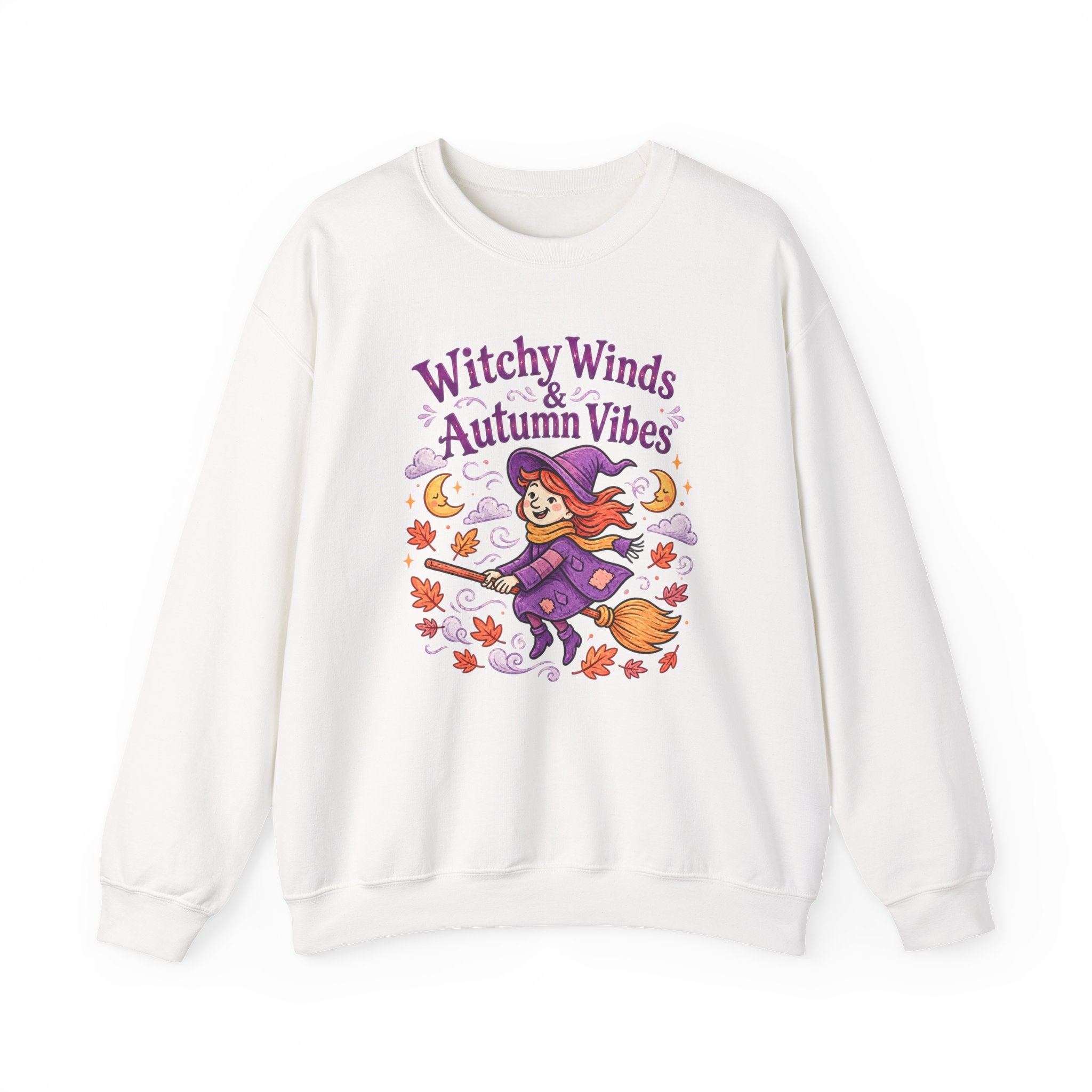 Witchy Winds Autumn Vibes Sweatshirt – Cute Fall Witch Halloween Crewneck