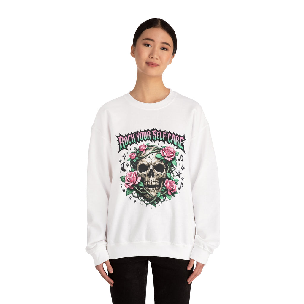 Personalized Skull & Roses Sweatshirt – Custom Self-Care Gift
