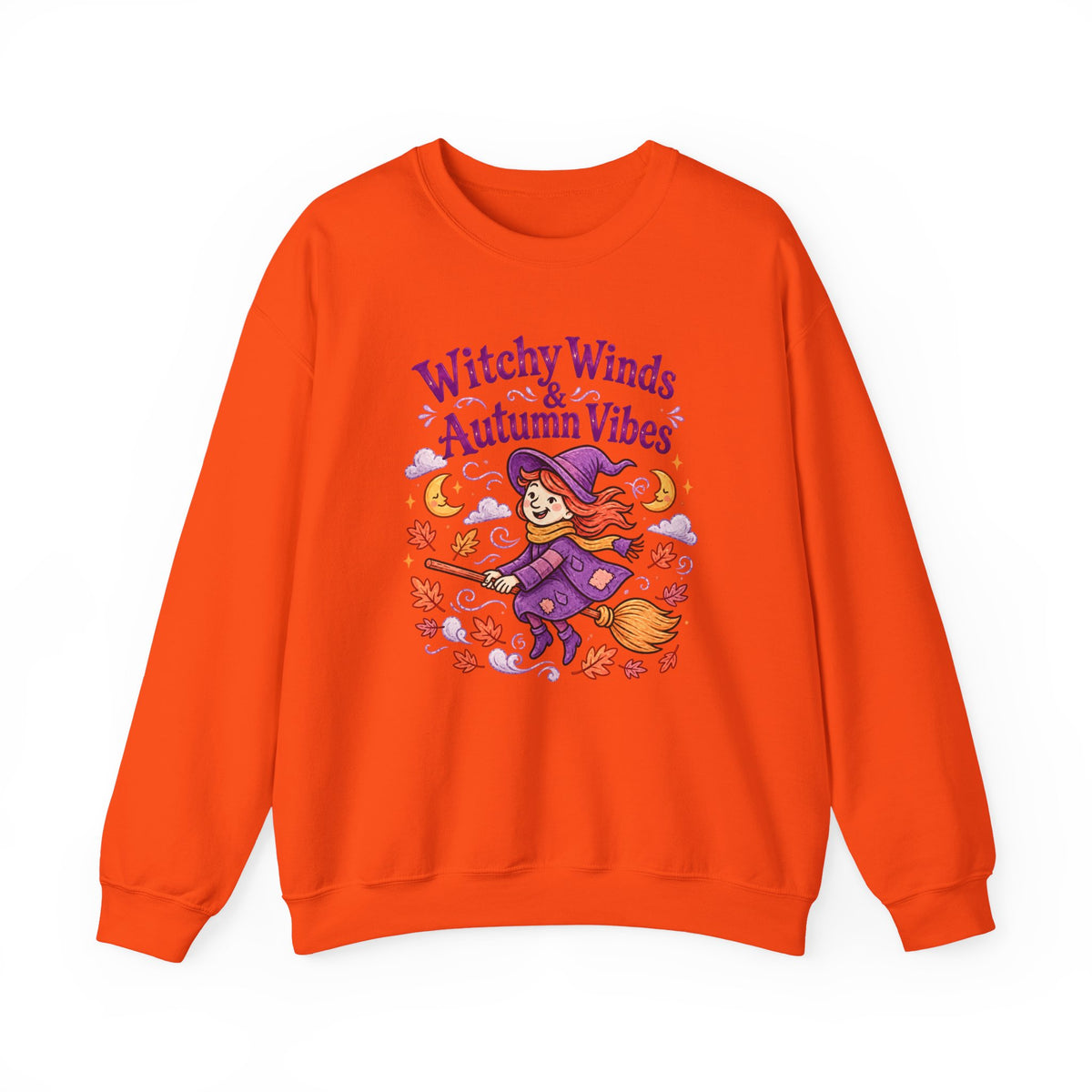 Witchy Winds Autumn Vibes Sweatshirt – Cute Fall Witch Halloween Crewneck