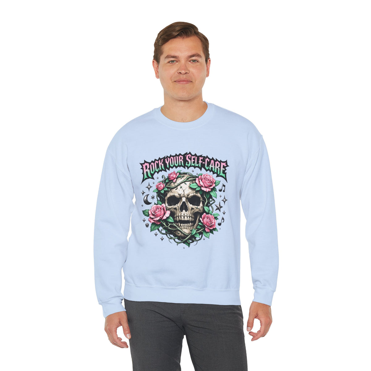 Personalized Skull & Roses Sweatshirt – Custom Self-Care Gift