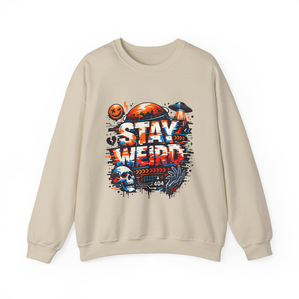 Personalized Stay Weird Sweatshirt – Custom Space Skull Gift